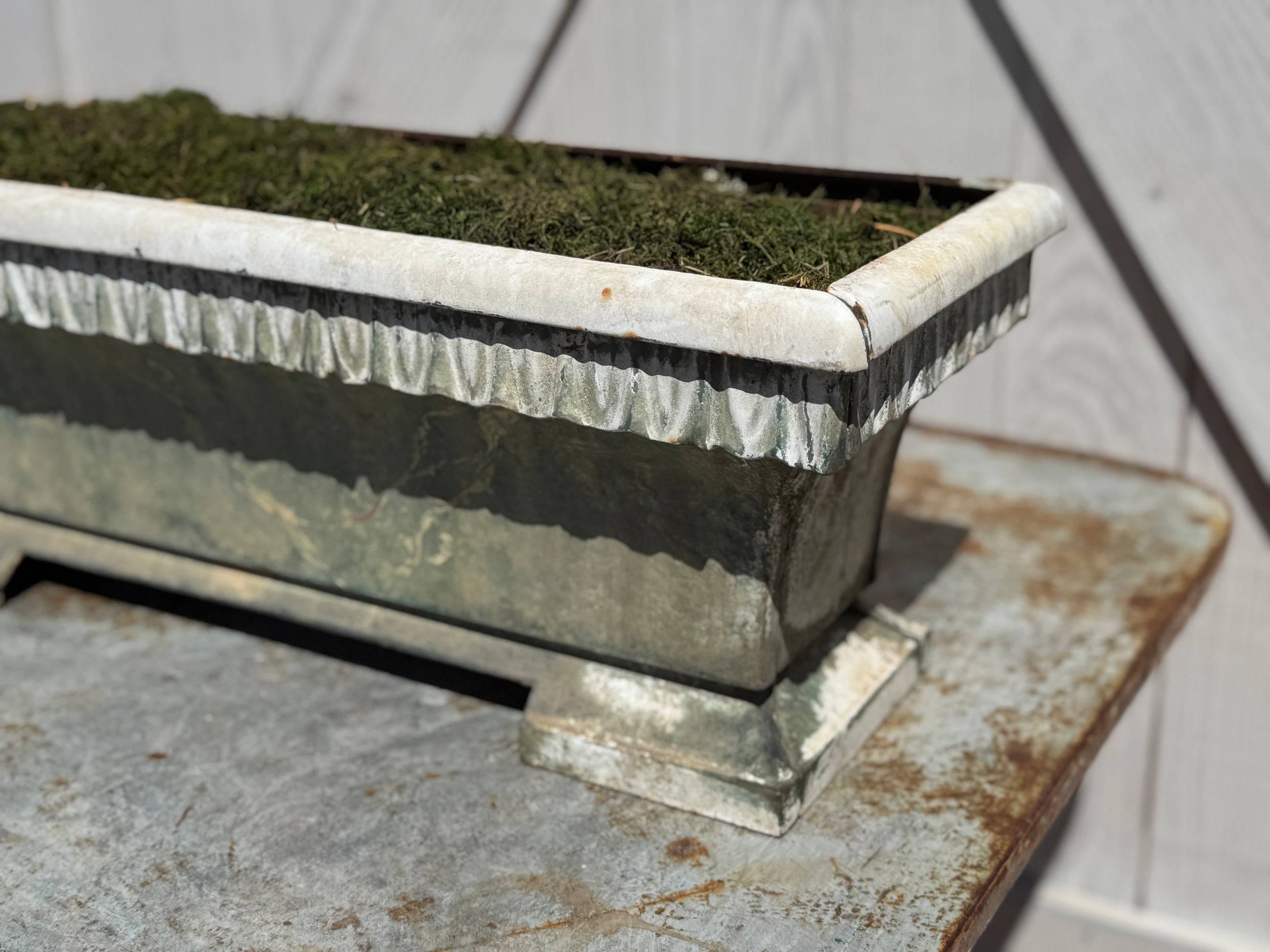 Antique French Green Washed Zinc Planter