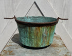 Antique Copper Pot with Blue Green Patina