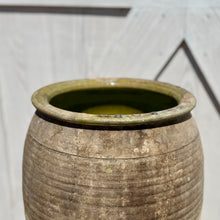 Vintage Spanish Olive Oil Jar with Ridged Detail