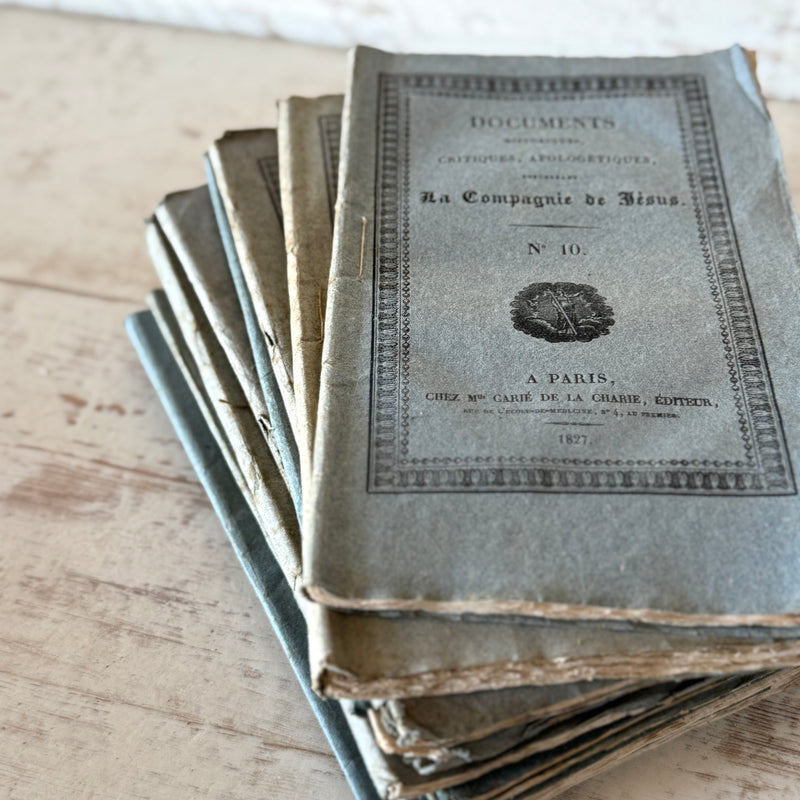 Set of 11 Antique Blue Documents Historiques