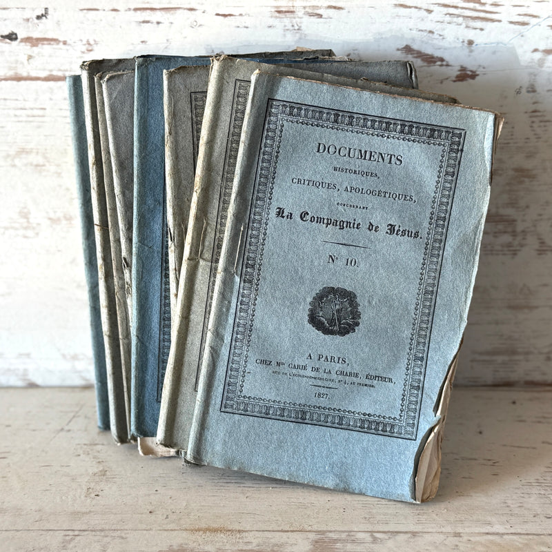 Set of 11 Antique Blue Documents Historiques