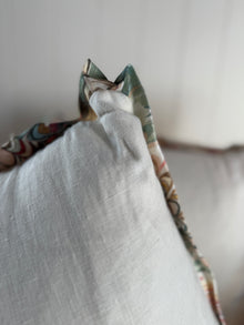 Linen Pillow Cover with Marbleized Flange