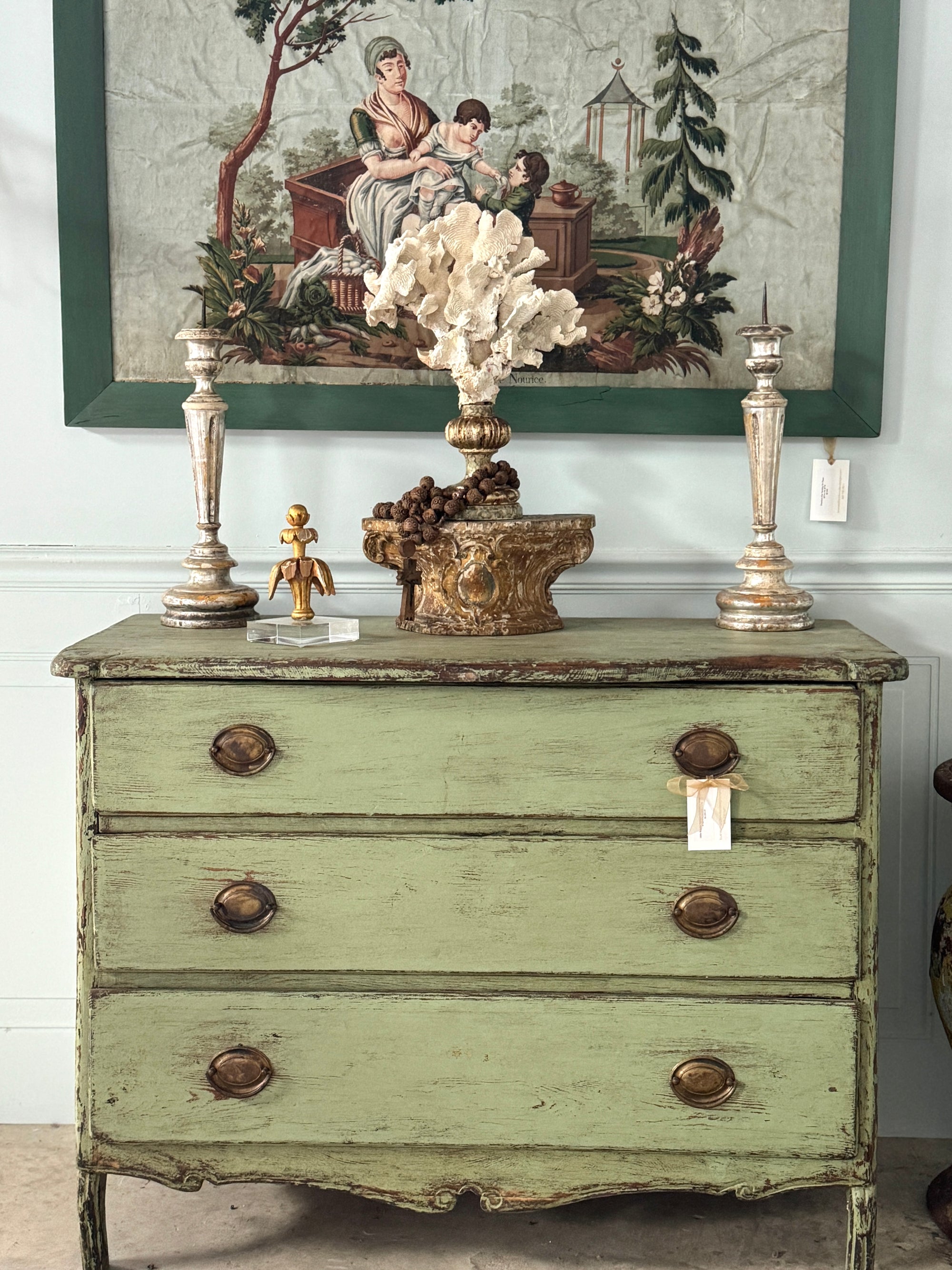 1880s  Swedish Baroque Commode in Verdant Green
