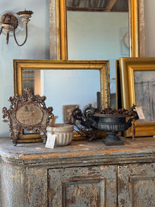 Antique French Gilded Mirror with Distressed Patina