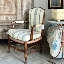 Provencal Walnut Armchair with New Designer Fabric, circa 1800