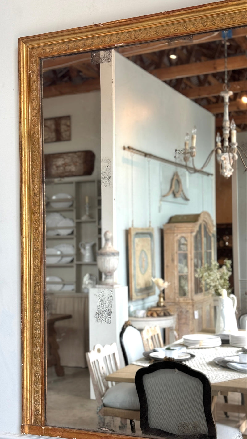 19th C French Gilded Mirror with Distressed Glass