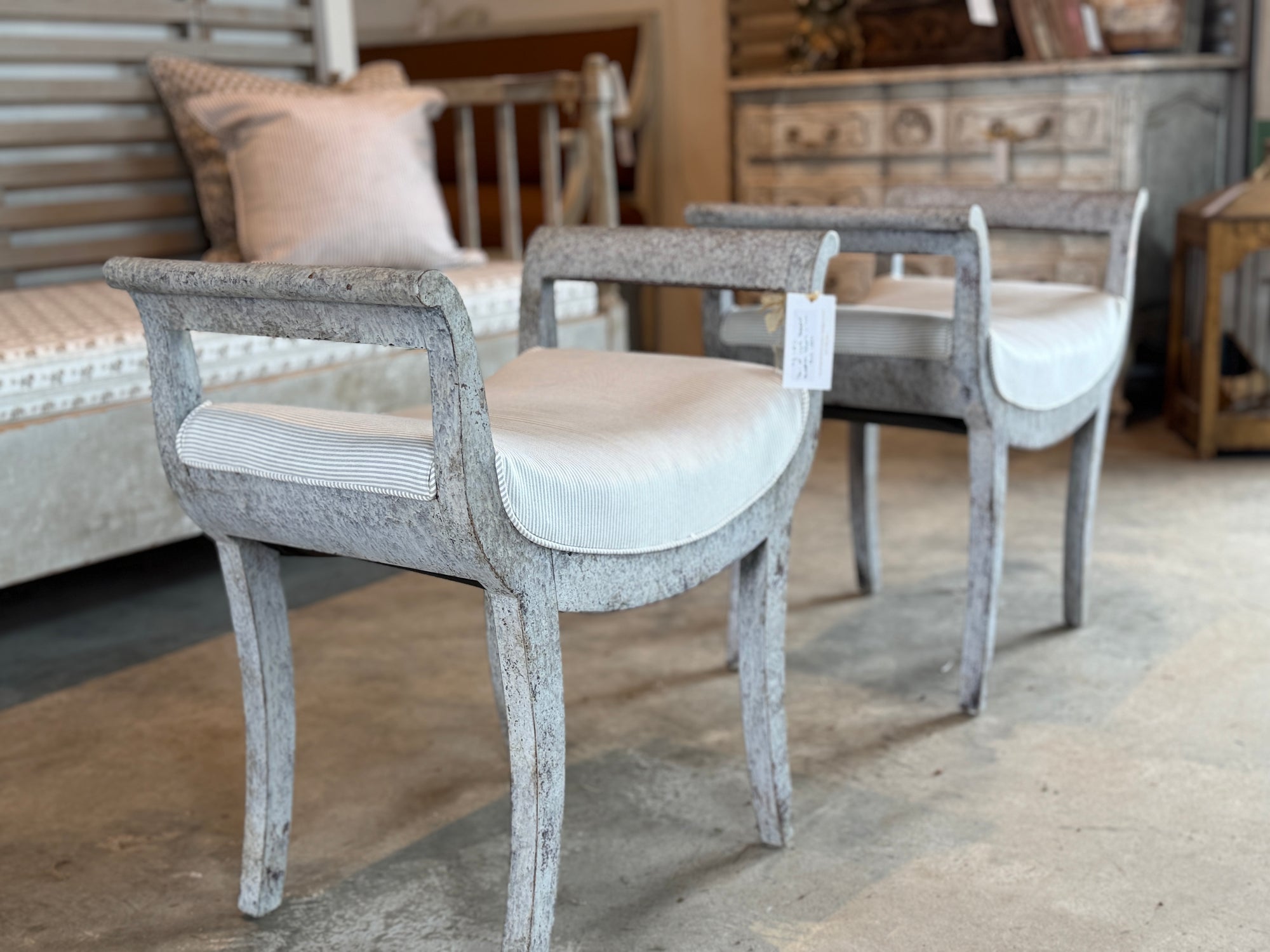 Pair of Lyre Shaped Swedish Stools circa 1860-1880