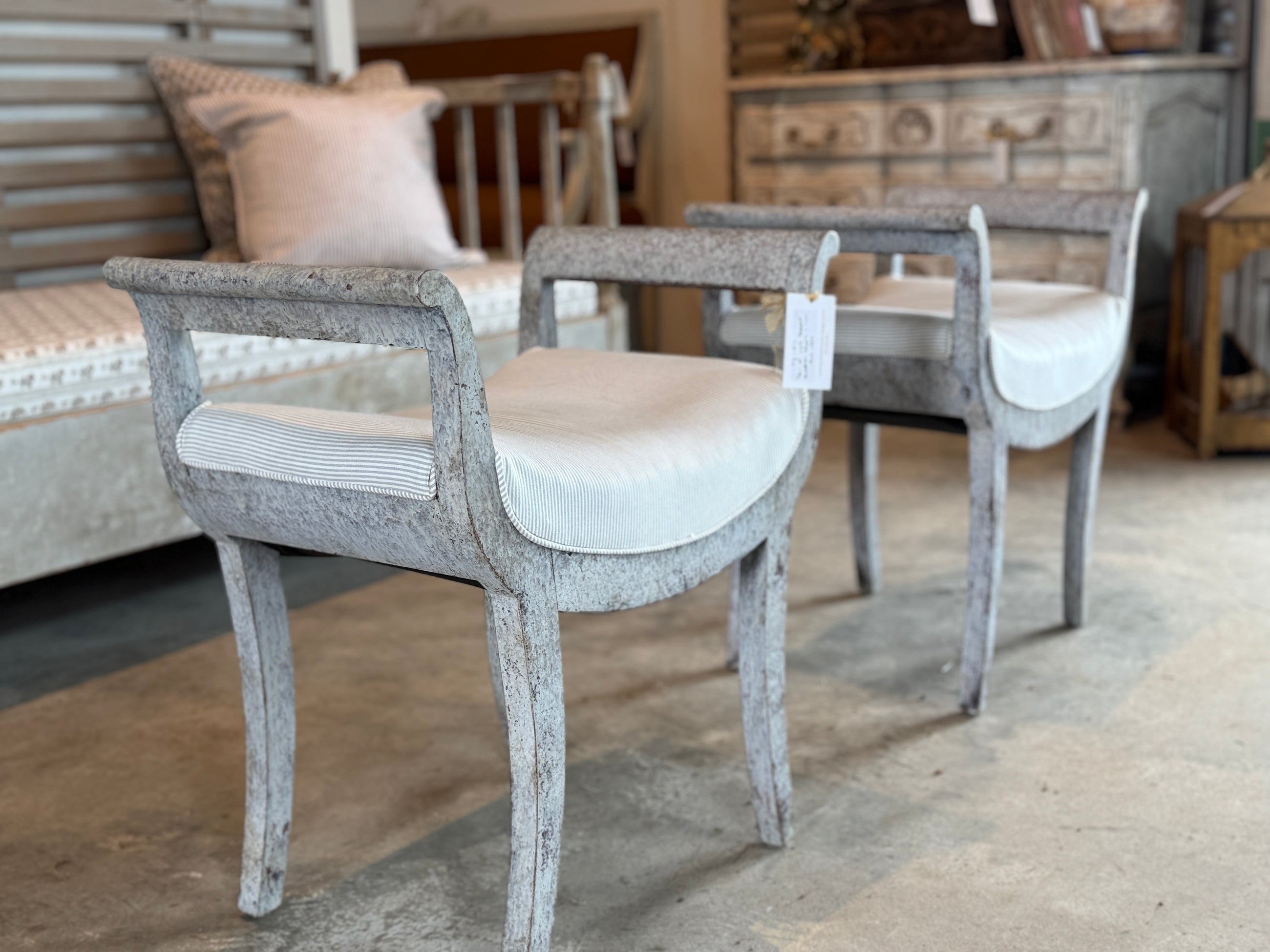 Pair of Lyre Shaped Swedish Stools circa 1860-1880