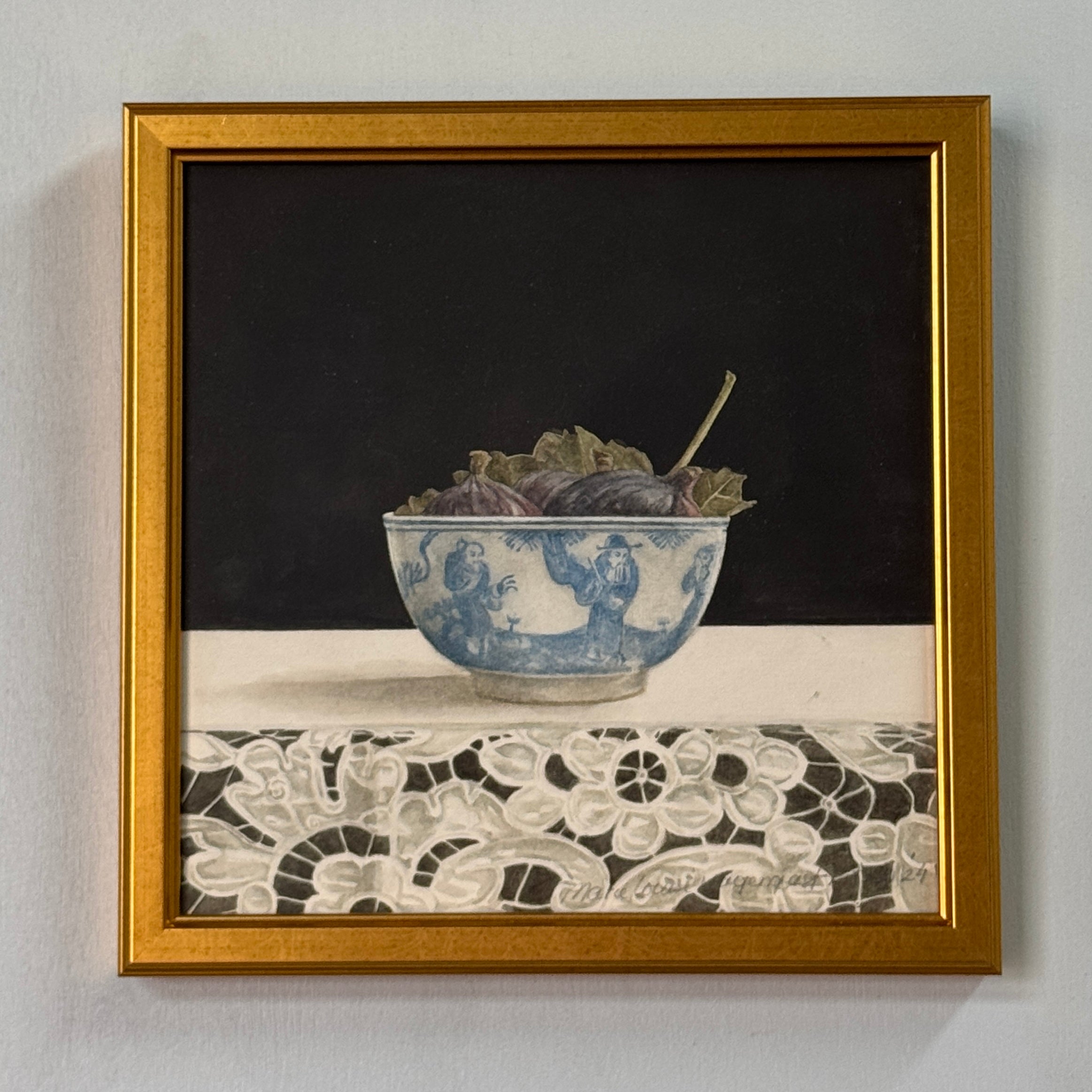 Framed Original Watercolor Still Life of Figs