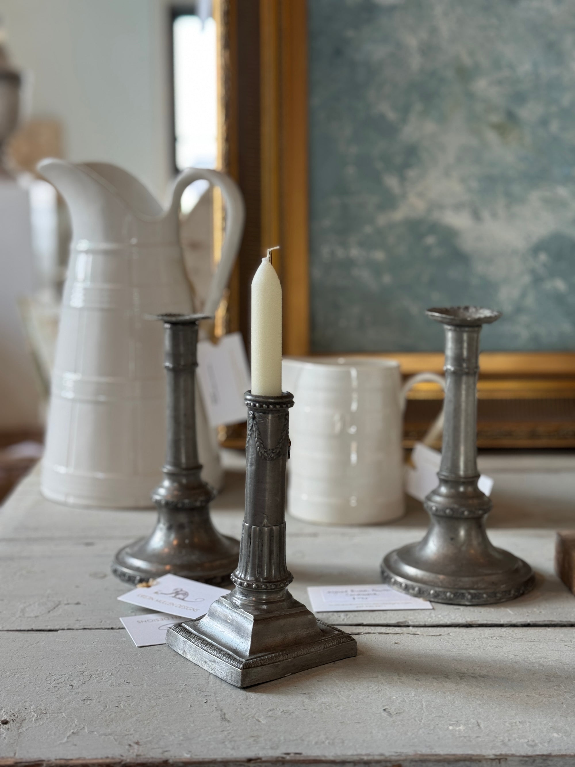 Signed Dutch Pewter Candlestick