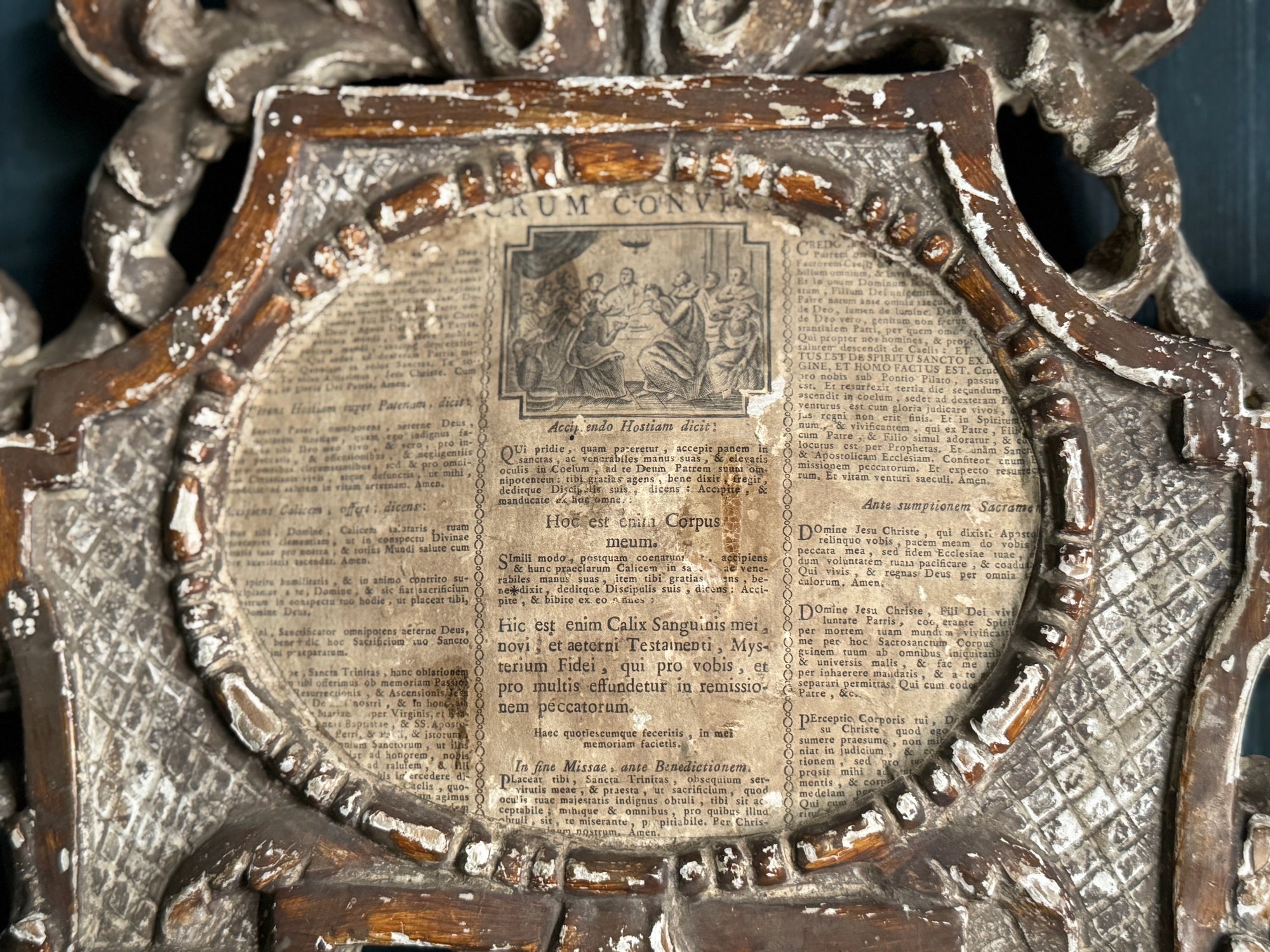 19th C Baroque Italian Signed Frame with Antique Document