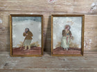 Pair of 18th-Century French Oil Paintings with Textile Appliqué Figures