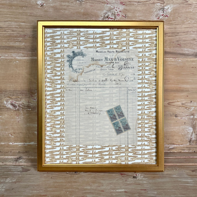 Antique French Document Matted on Casa Branca Wallpaper