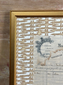Antique French Document Matted on Casa Branca Wallpaper