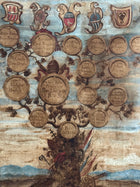 18th C Pair of Hand-Painted Family Tree with Heraldic Crests