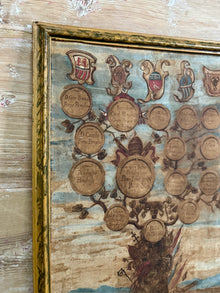 18th C Pair of Hand-Painted Family Tree with Heraldic Crests