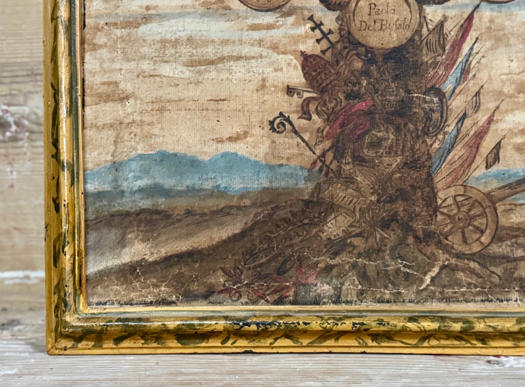 18th C Pair of Hand-Painted Family Tree with Heraldic Crests