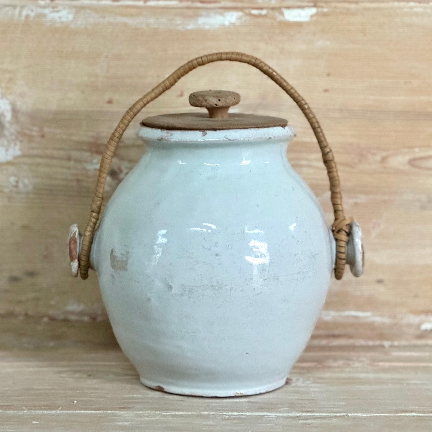 French Antique Terra Cotta Pot With Lid and Handle