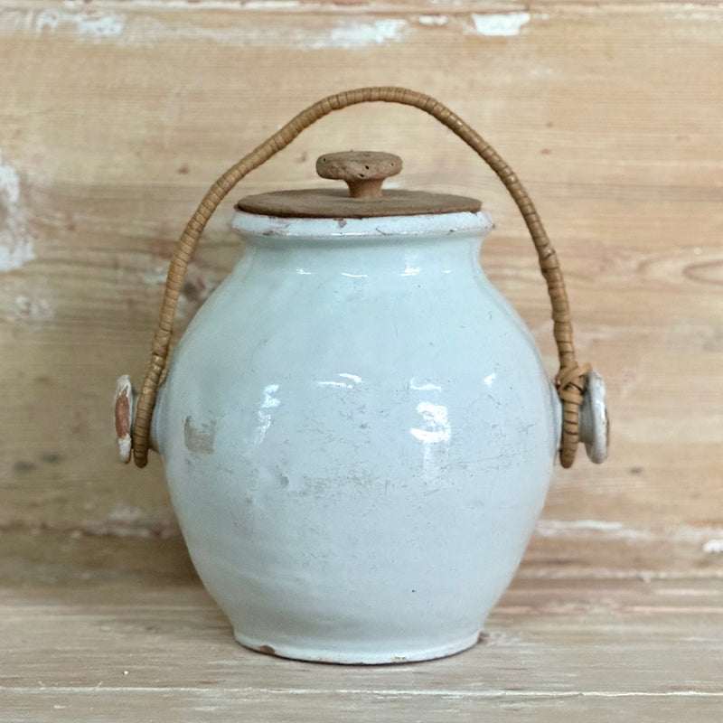 French Antique Terra Cotta Pot With Lid and Handle
