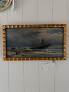 French Stormy Shipwreck Scene, 20th c Oil Painting