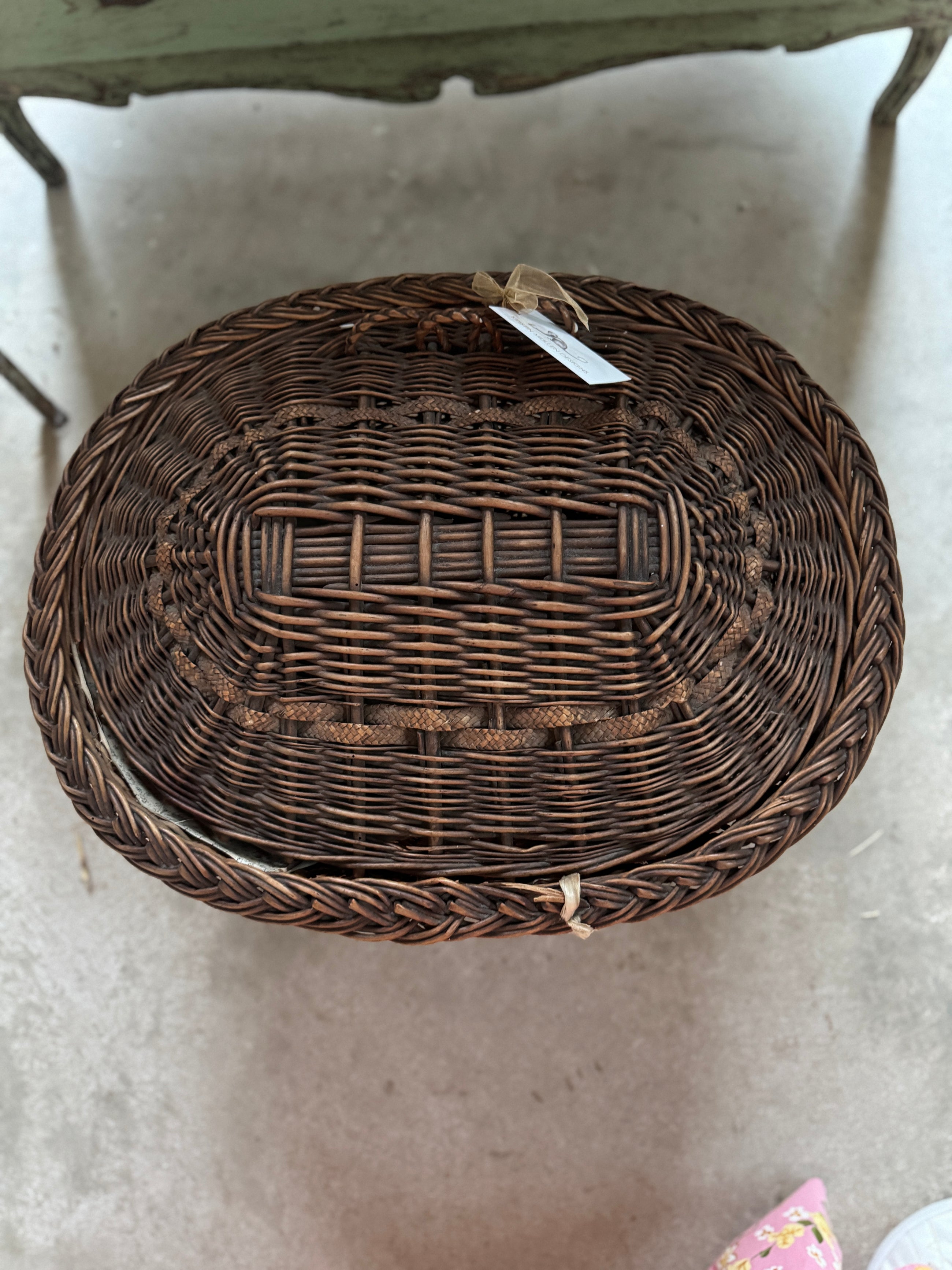 French Oval Sewing Basket Circa 1900