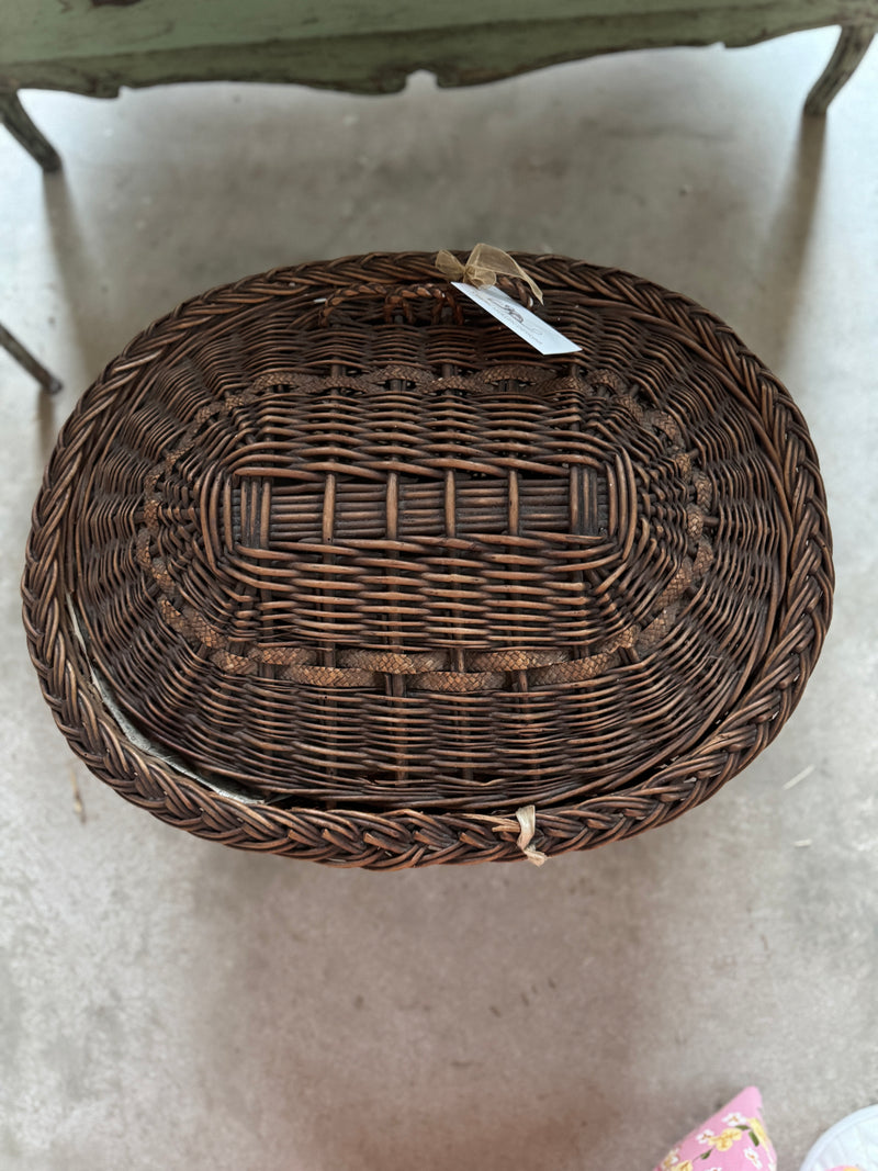 French Oval Sewing Basket Circa 1900