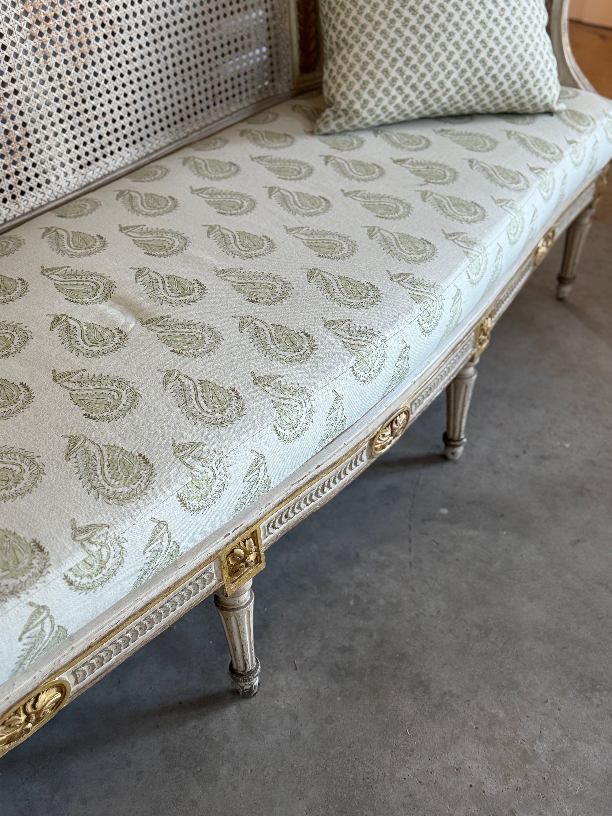 Circa 1850 Belgian Caned Bench