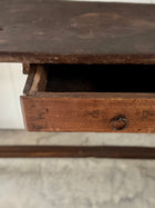 19th C. Italian Primitive Walnut Plank Work Table with Drawer