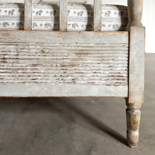 Antique Swedish Daybed with Fluted Apron and Schumacher Fabric 19th C