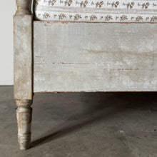 Antique Swedish Daybed with Fluted Apron and Schumacher Fabric 19th C