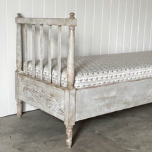 Antique Swedish Daybed with Fluted Apron and Schumacher Fabric 19th C