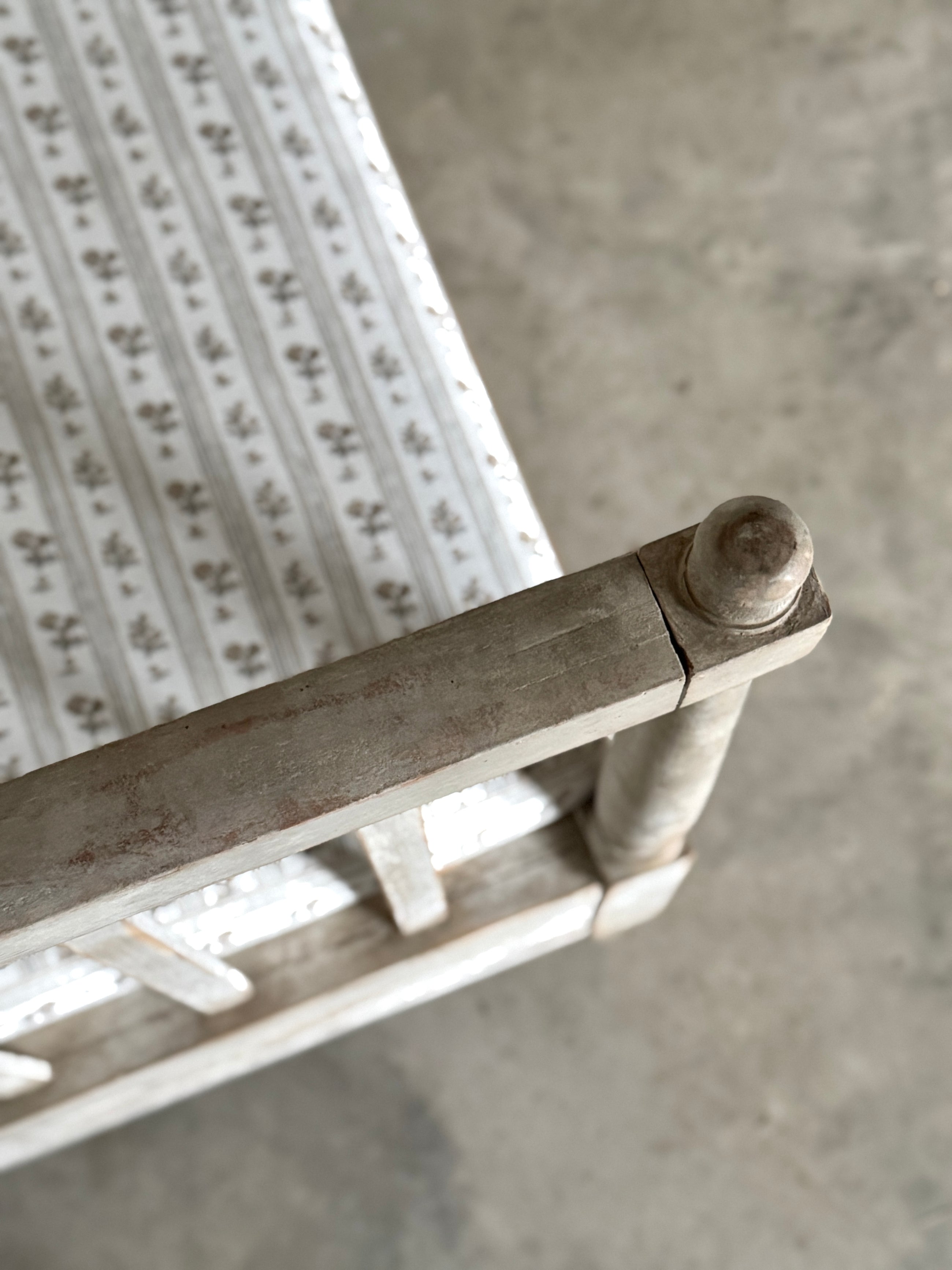 Antique Swedish Daybed with Fluted Apron and Schumacher Fabric 19th C