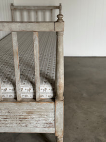 Antique Swedish Daybed with Fluted Apron and Schumacher Fabric 19th C