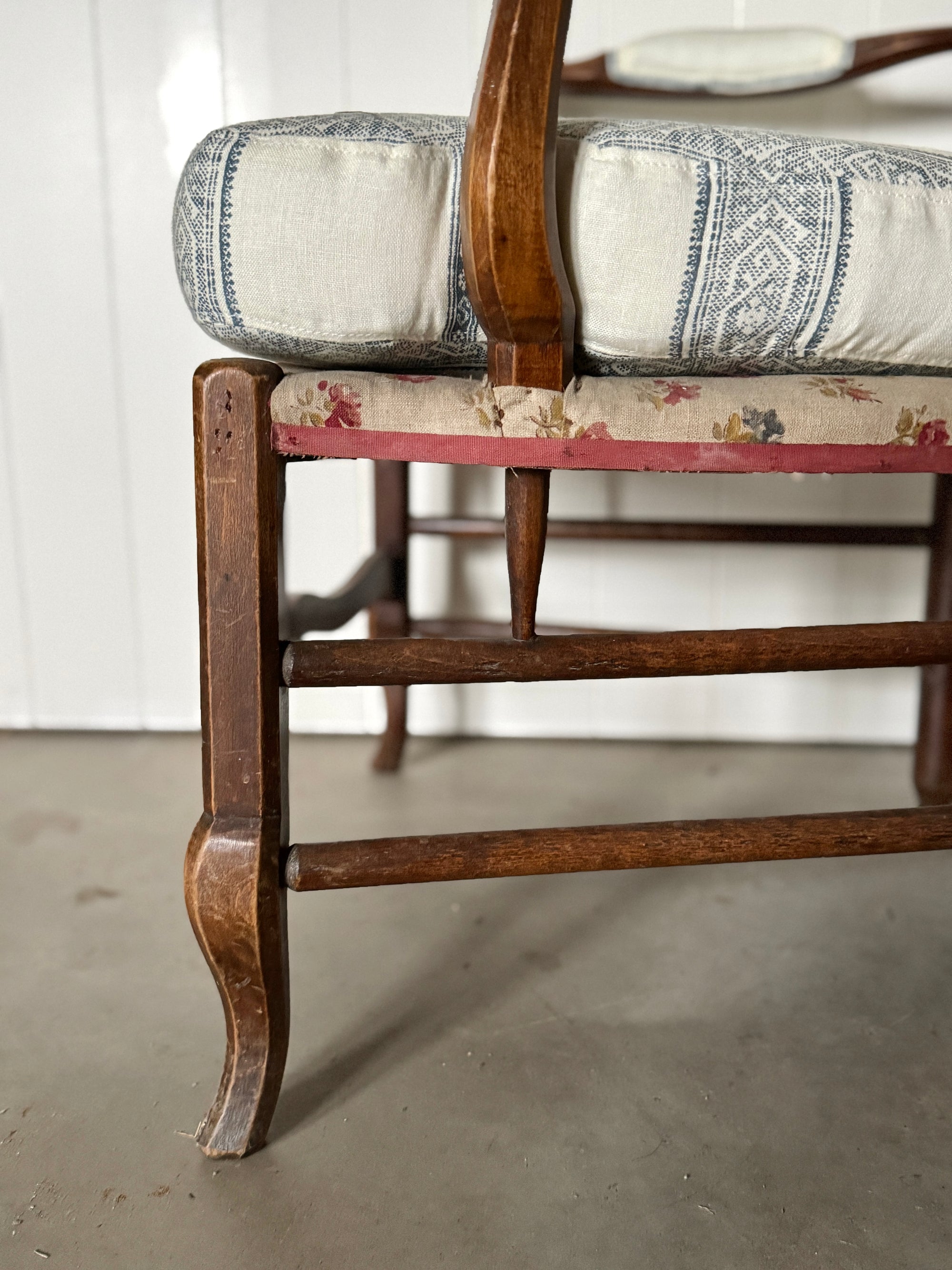 Provencal Walnut Armchair with New Designer Fabric, circa 1800
