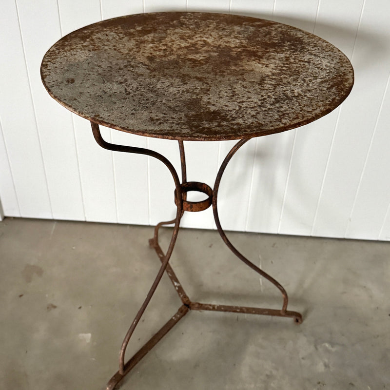 Antique French Iron Bistro Table with Weathered Patina