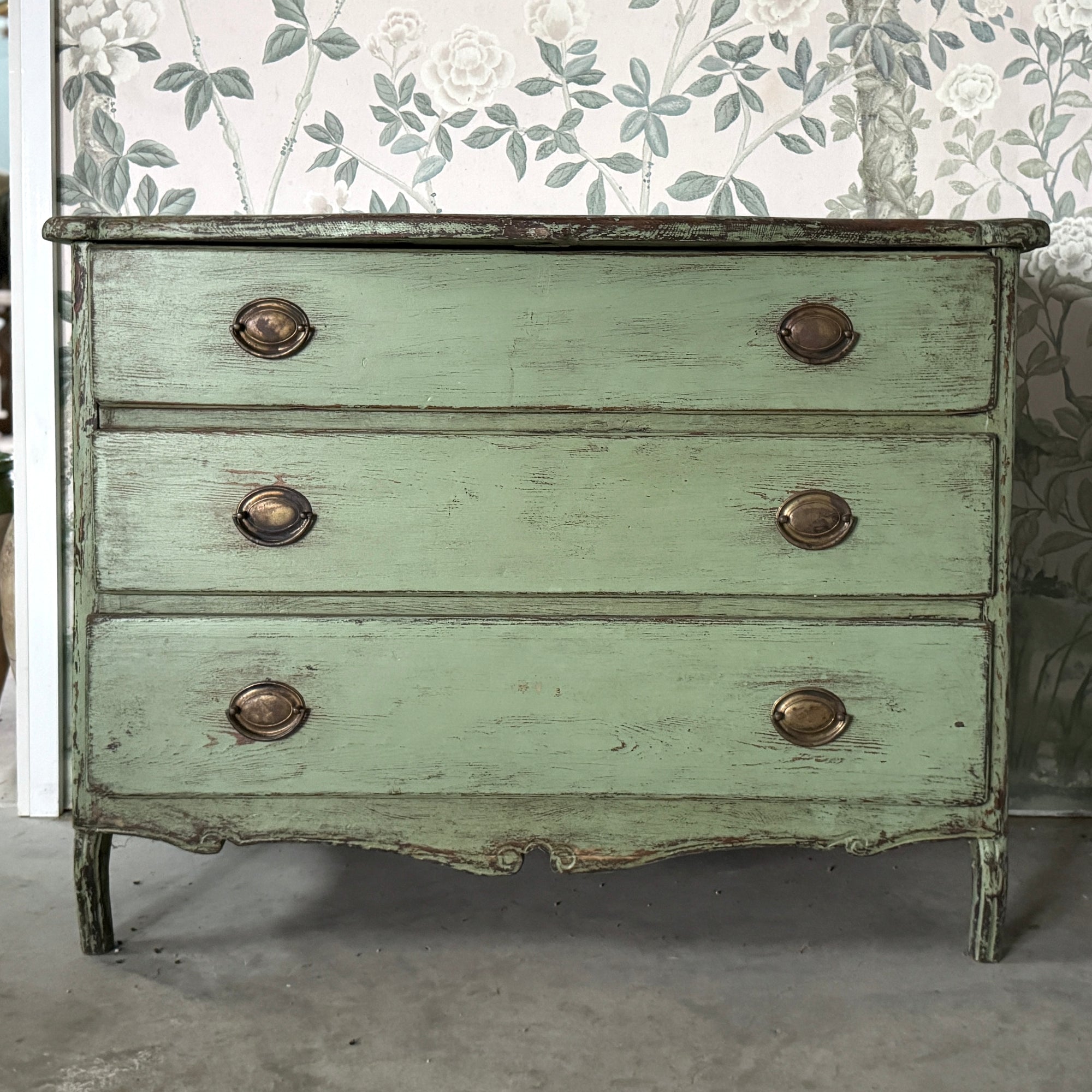 1880s  Swedish Baroque Commode in Verdant Green