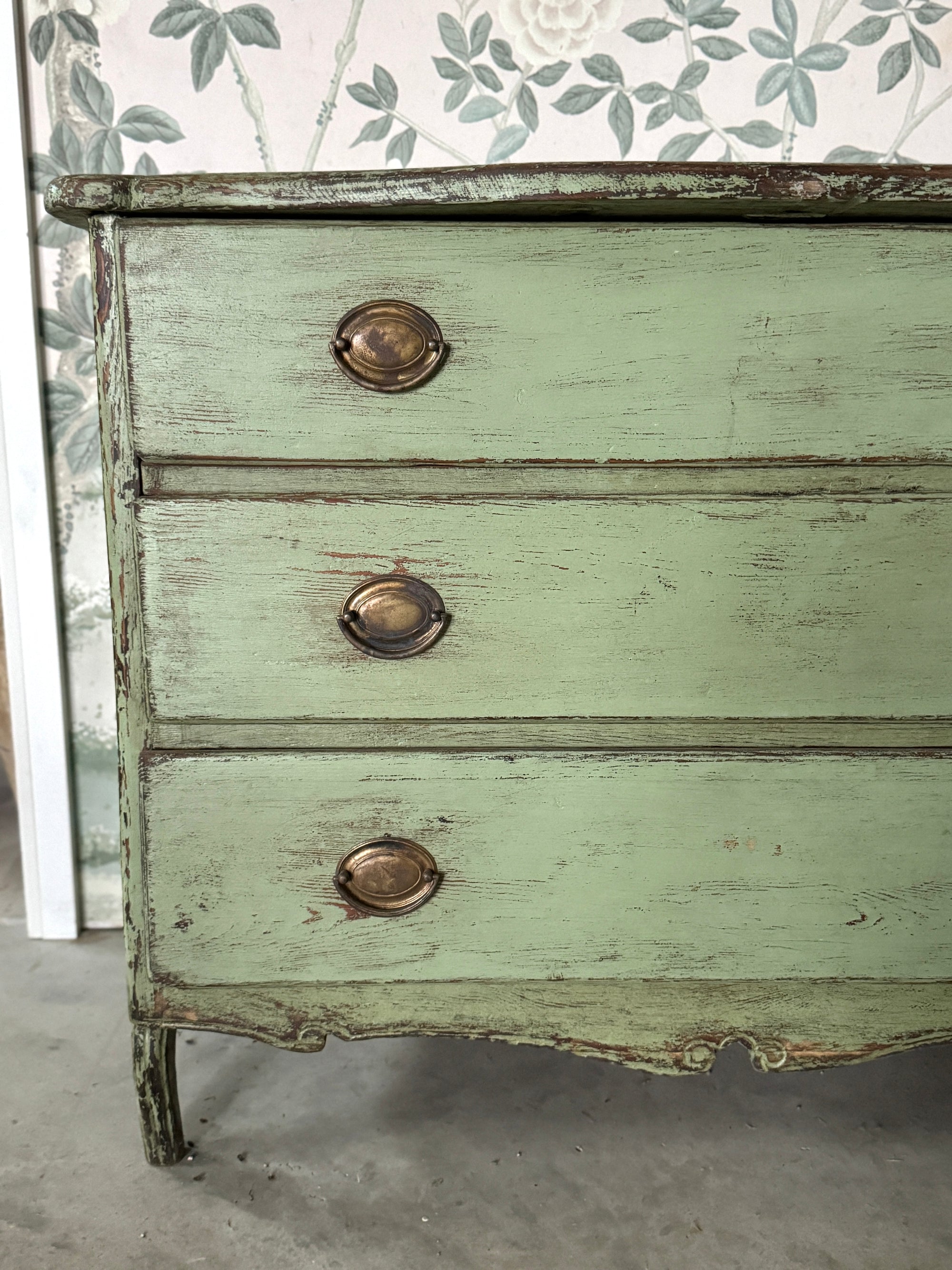 1880s  Swedish Baroque Commode in Verdant Green