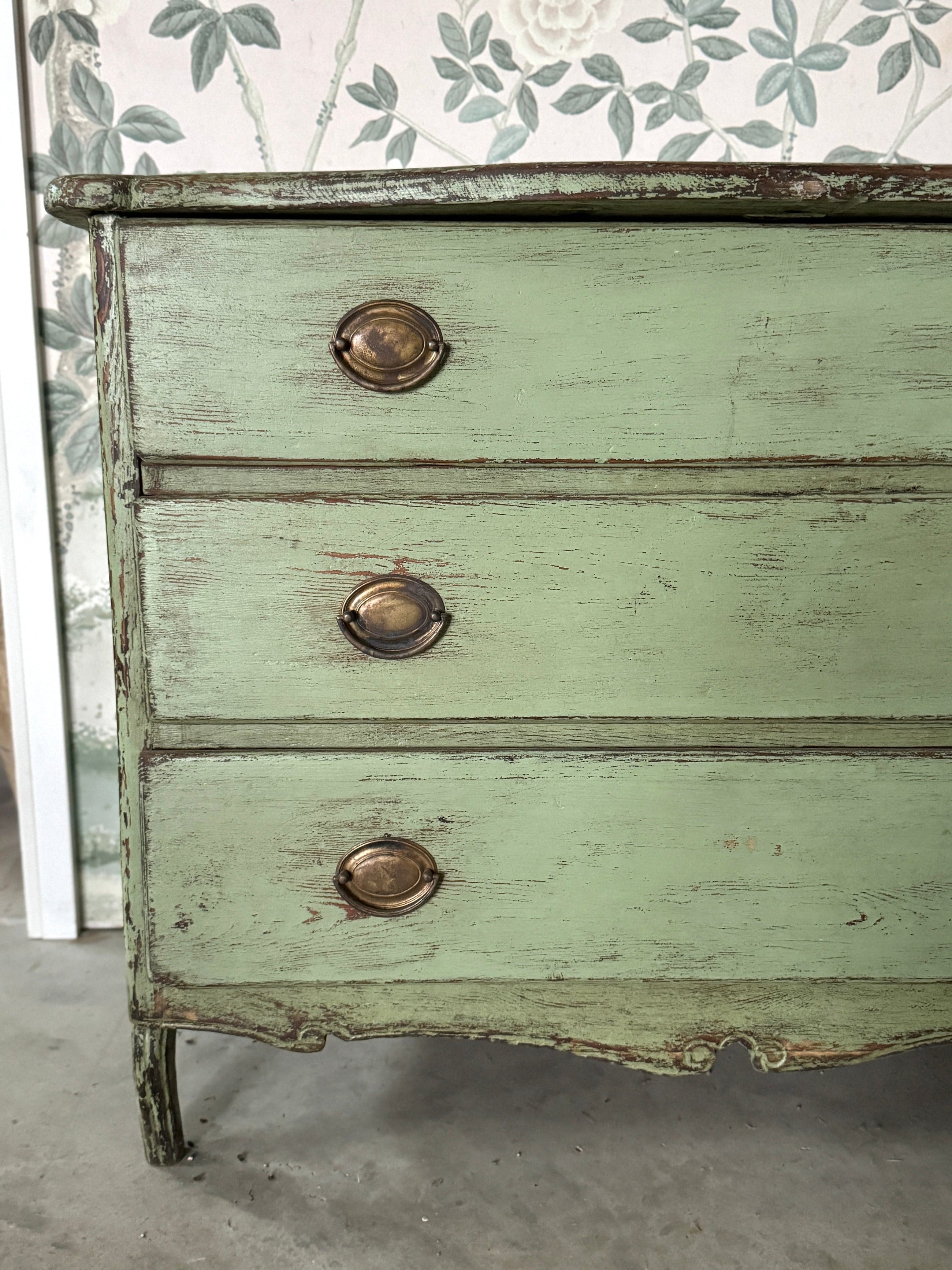 1880s  Swedish Baroque Commode in Verdant Green