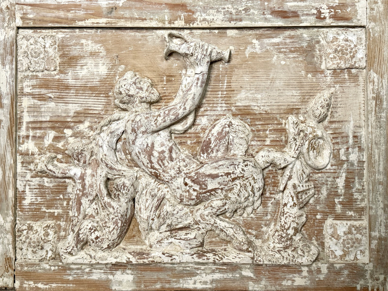 Late 18th C. Neoclassical Terracotta Carved on Pine Panel from Directoire Era
