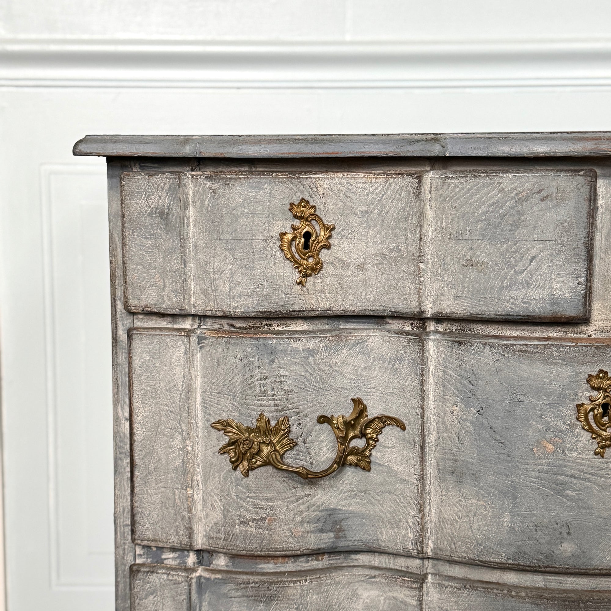 Stunning Blue Baroque Swedish 1880's Commode in Original Finish