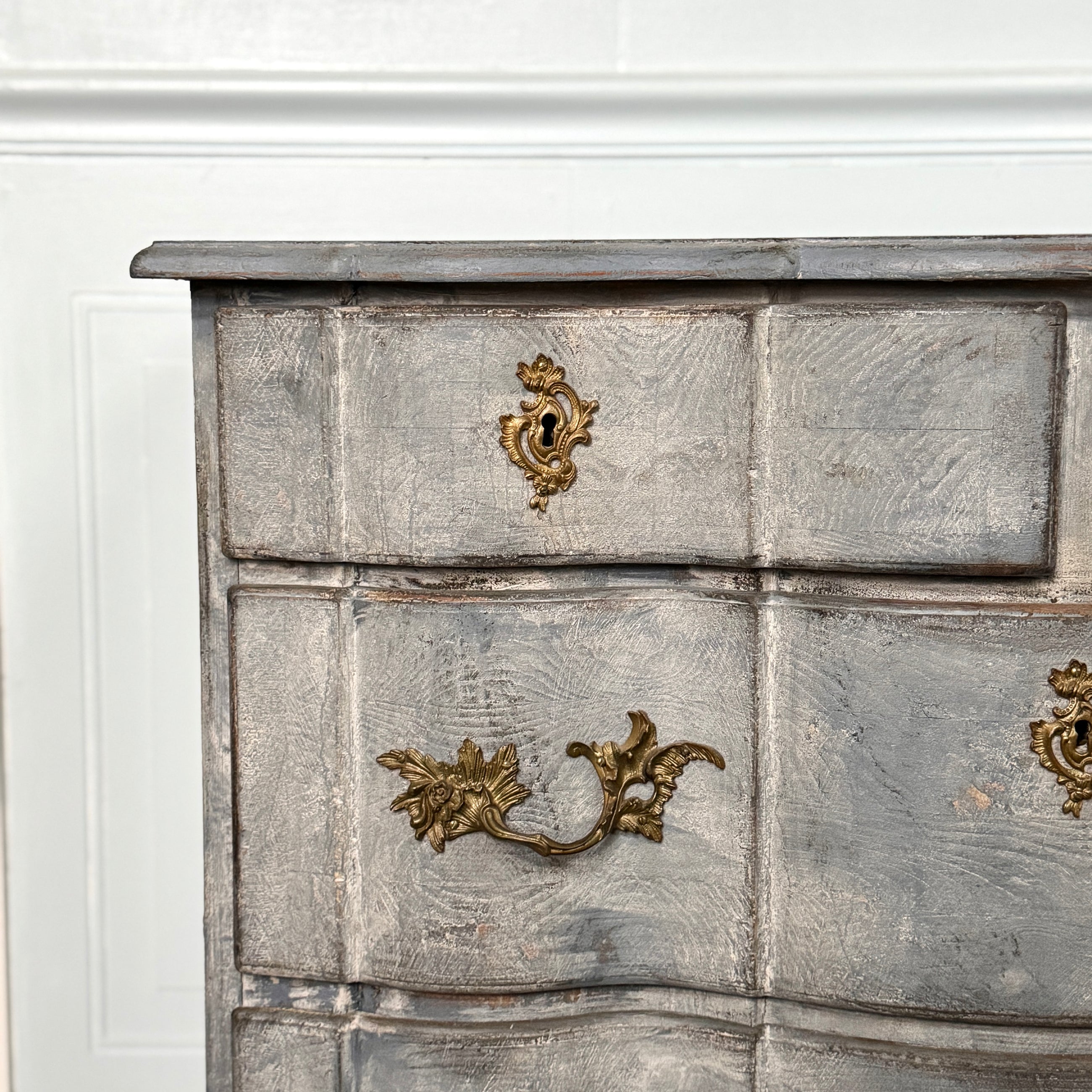 Stunning Blue Baroque Swedish 1880's Commode in Original Finish