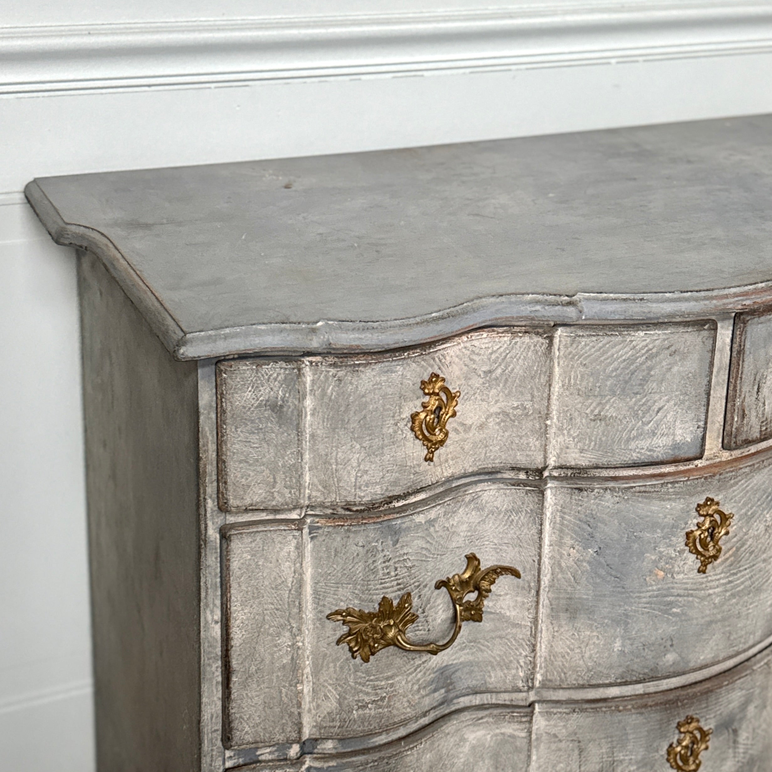 Stunning Blue Baroque Swedish 1880's Commode in Original Finish