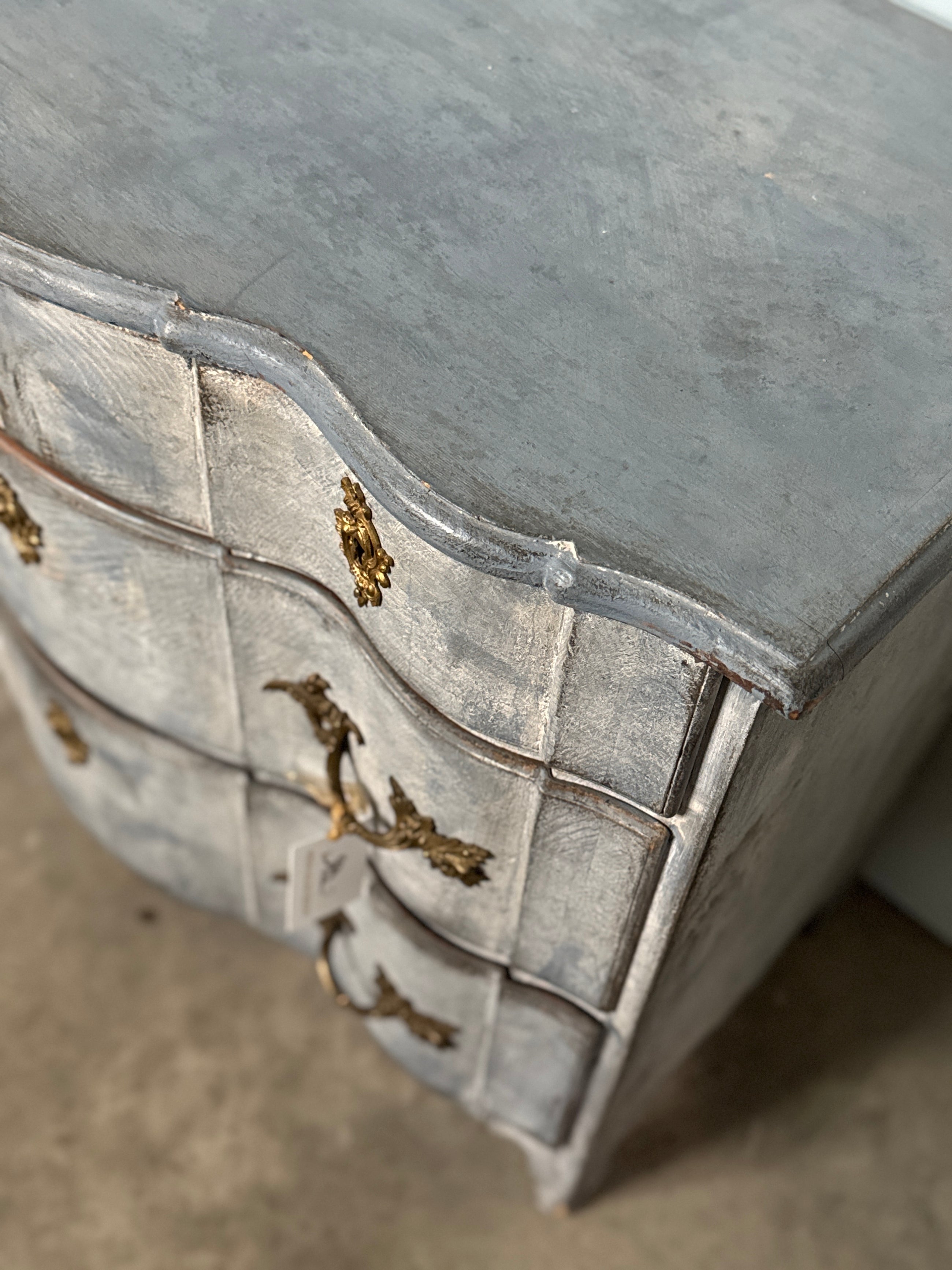 Stunning Blue Baroque Swedish 1880's Commode in Original Finish