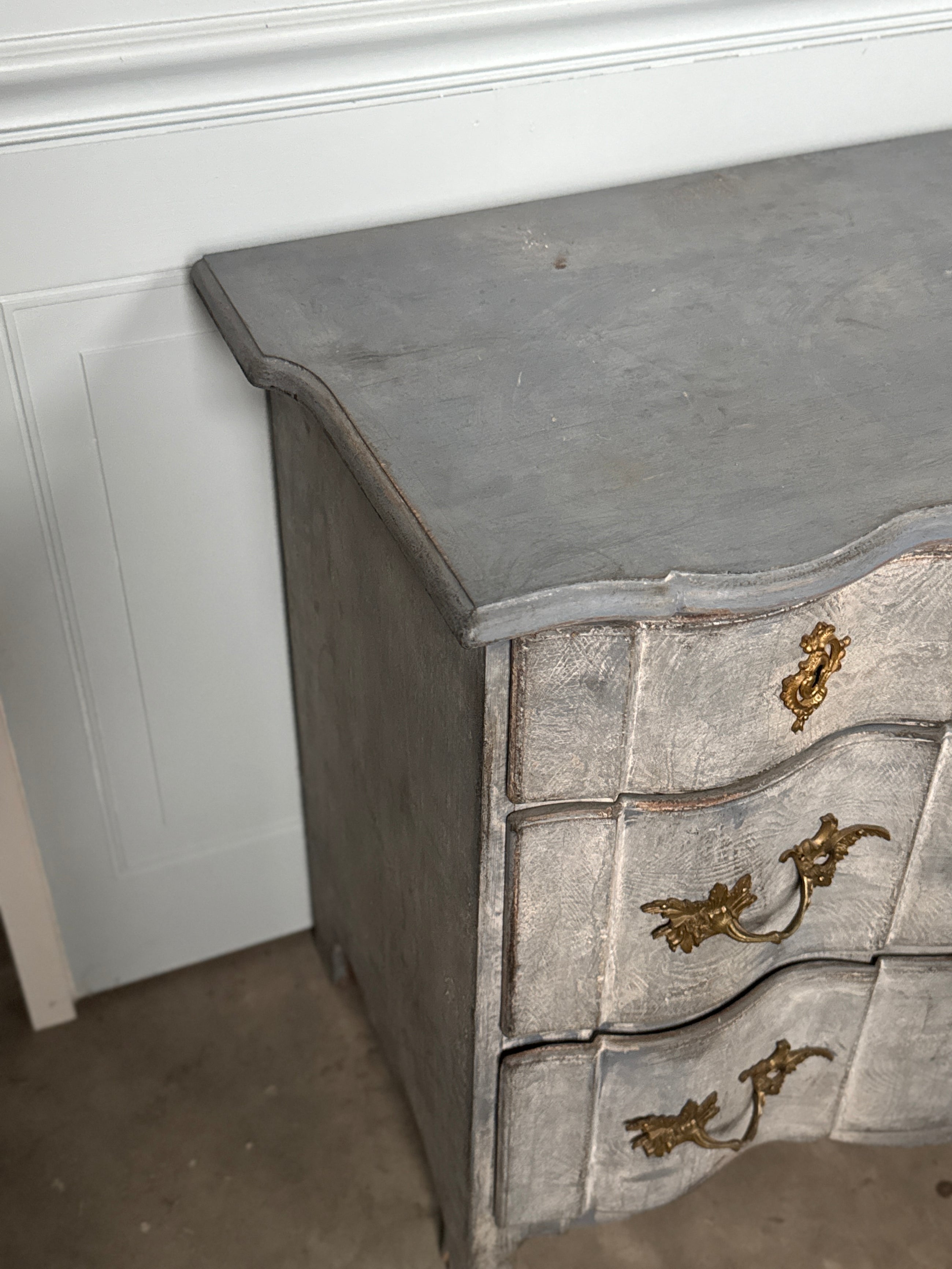 Stunning Blue Baroque Swedish 1880's Commode in Original Finish