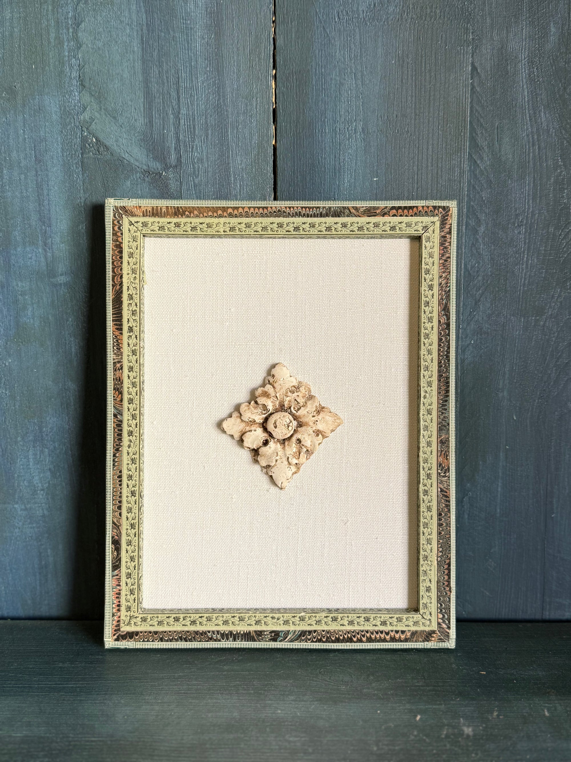 Plaster Fragment Mounted on Linen in Handmade Frames