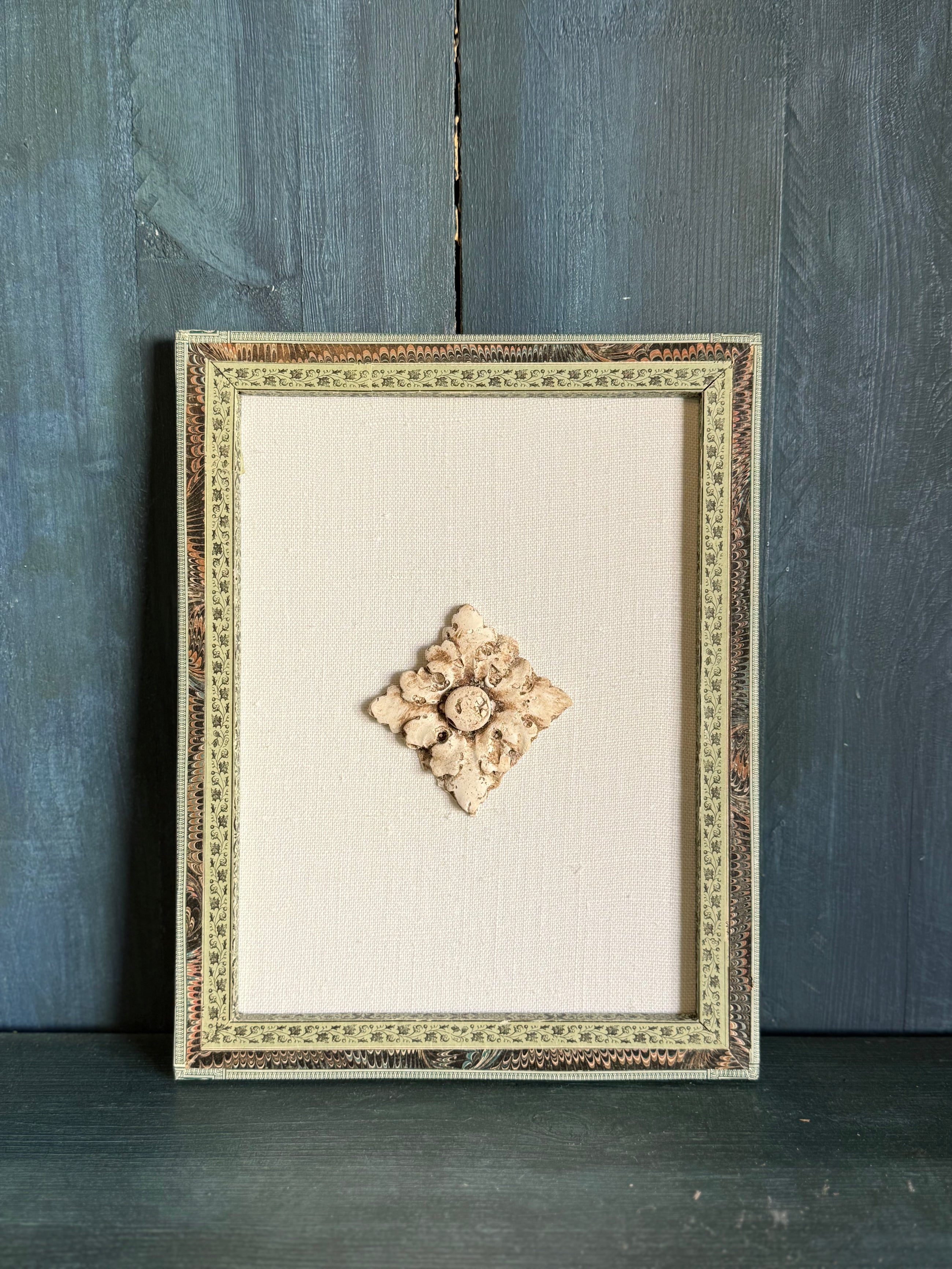 Plaster Fragment Mounted on Linen in Handmade Frames