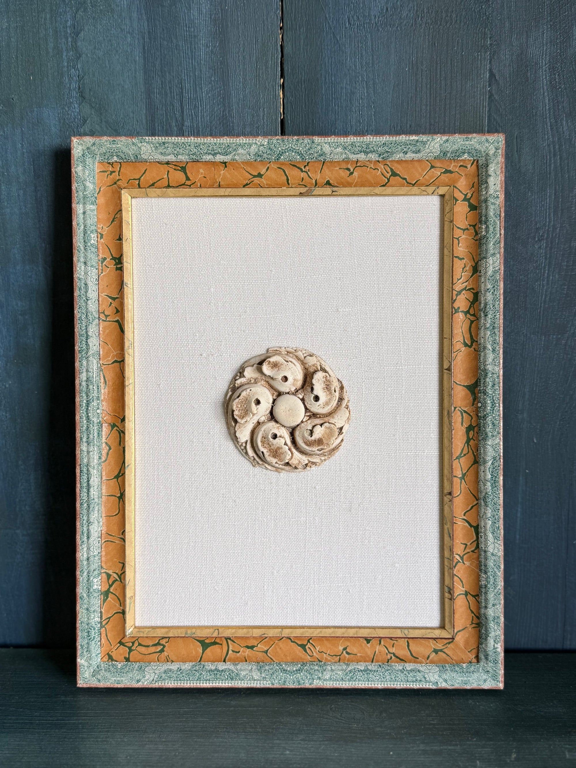 Plaster Fragment Mounted on Linen in Handmade Frames
