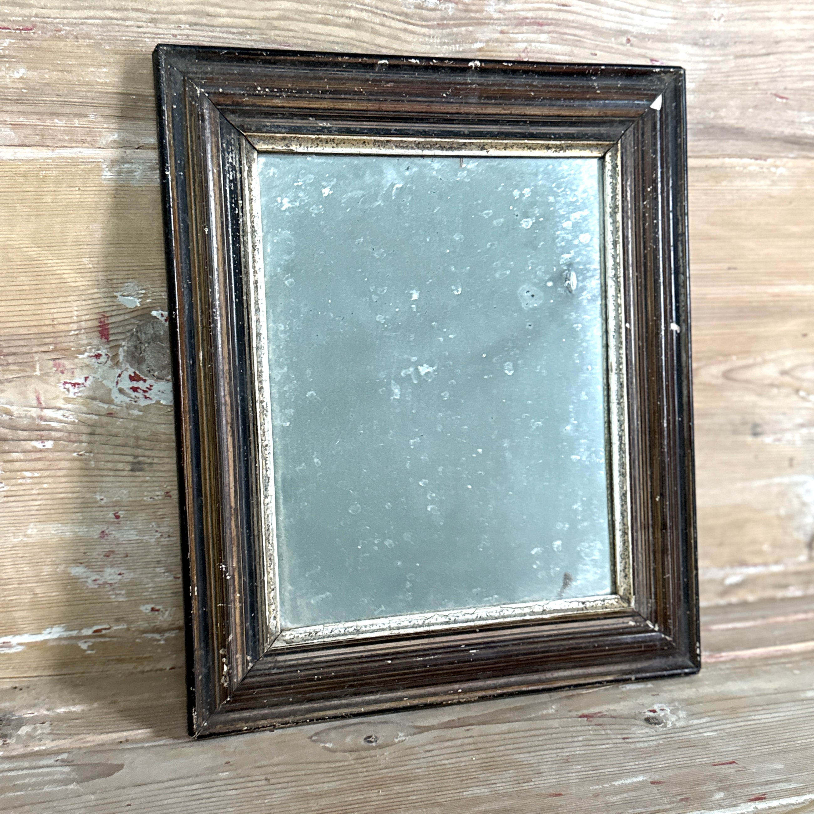 Antique Distressed Wood Frame Mirror