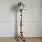 Spanish Heritage Candlestick Floor Lamp with Marbled Pleated Shade