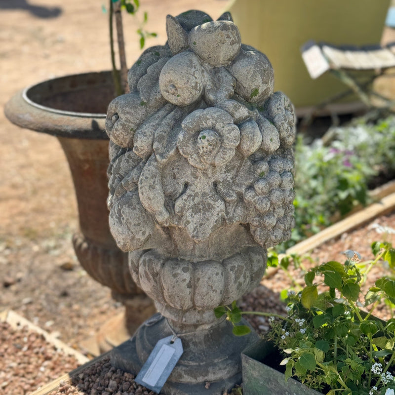 Pair of Antique Belgian Concrete Floral Baskets